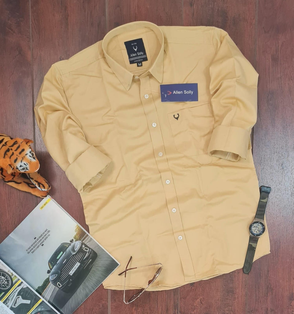 Yellow Cotton Men's Casual Shirt with Full Sleeves - Clothovia