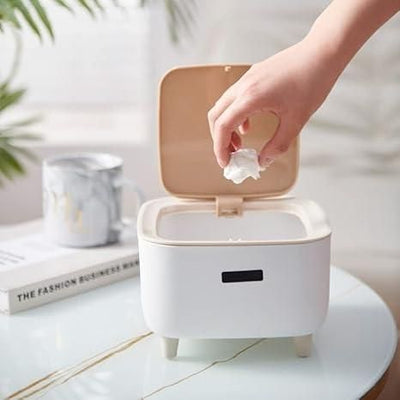 Discover the classy desktop push button trash bin.: Style & Function