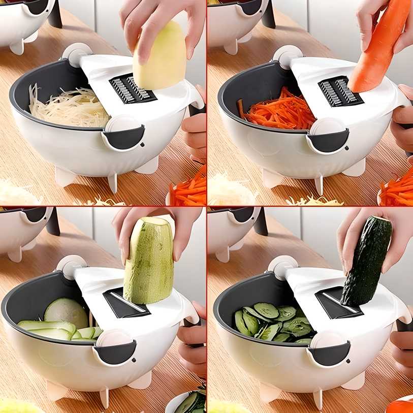 "7-in-1 multifunction vegetable cutter with 6 dicing blades for chopping and slicing"






