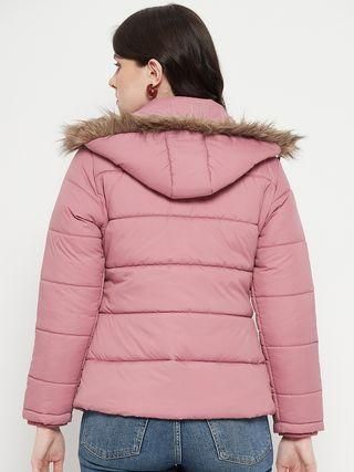 Backside view of Womens Winter Wear Solid Parka Jacket