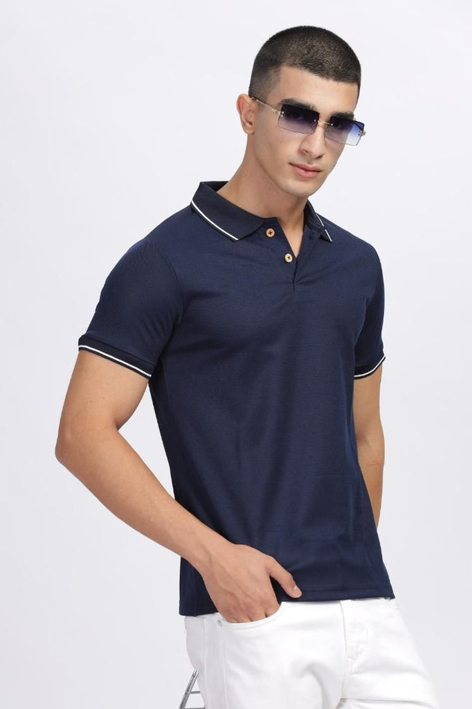 Mens Solid Half Sleeves Polo Neck T-Shirt