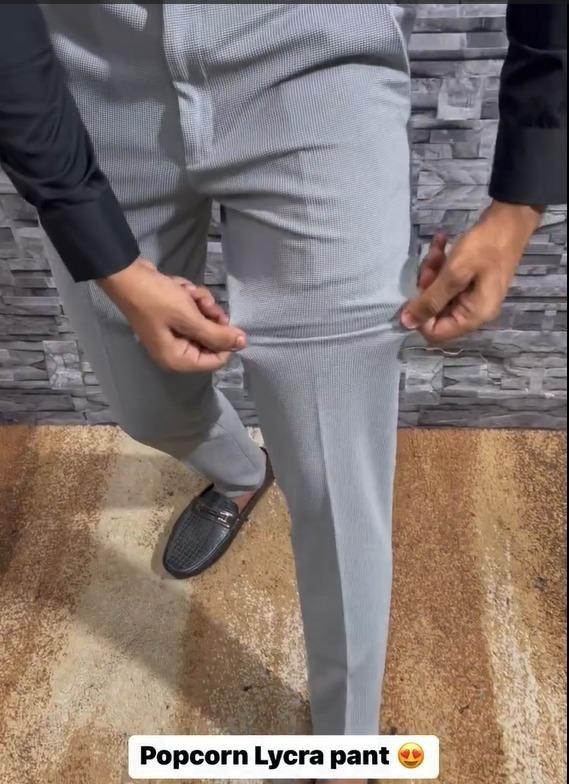 Popcorn Fabric Ankle Length Trouser For Mens