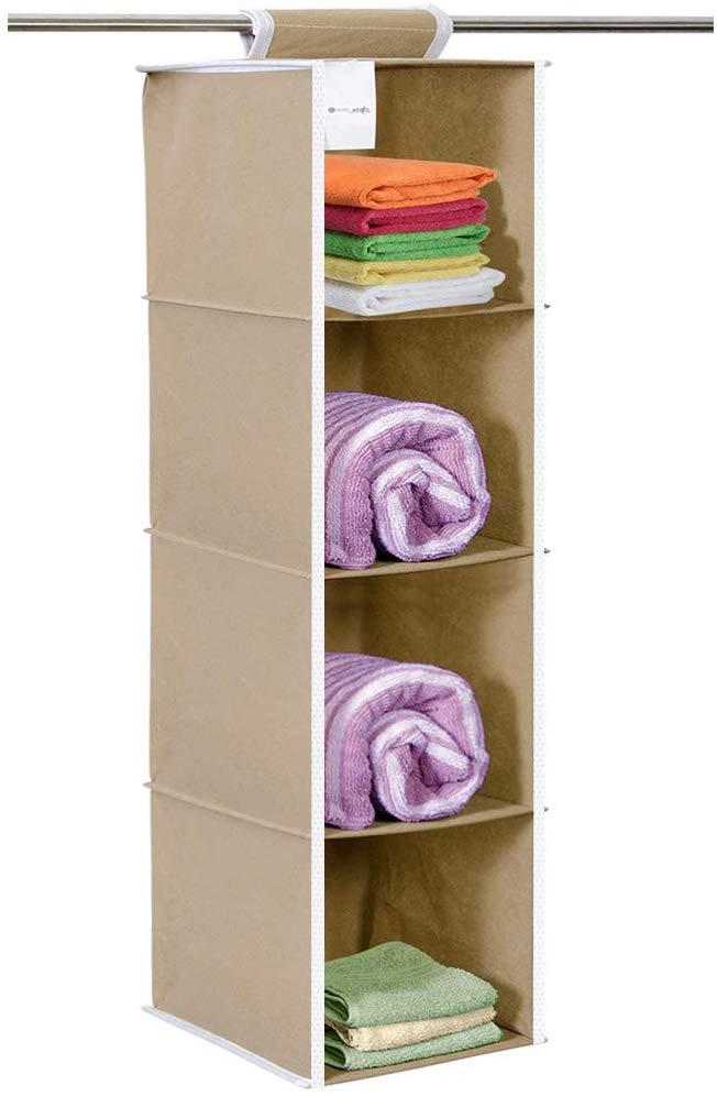 4-shelf non-woven wardrobe organizer for efficient storage."