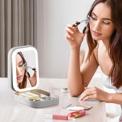 Elegant White Jewelry Box with LED Mirror - Clothovia