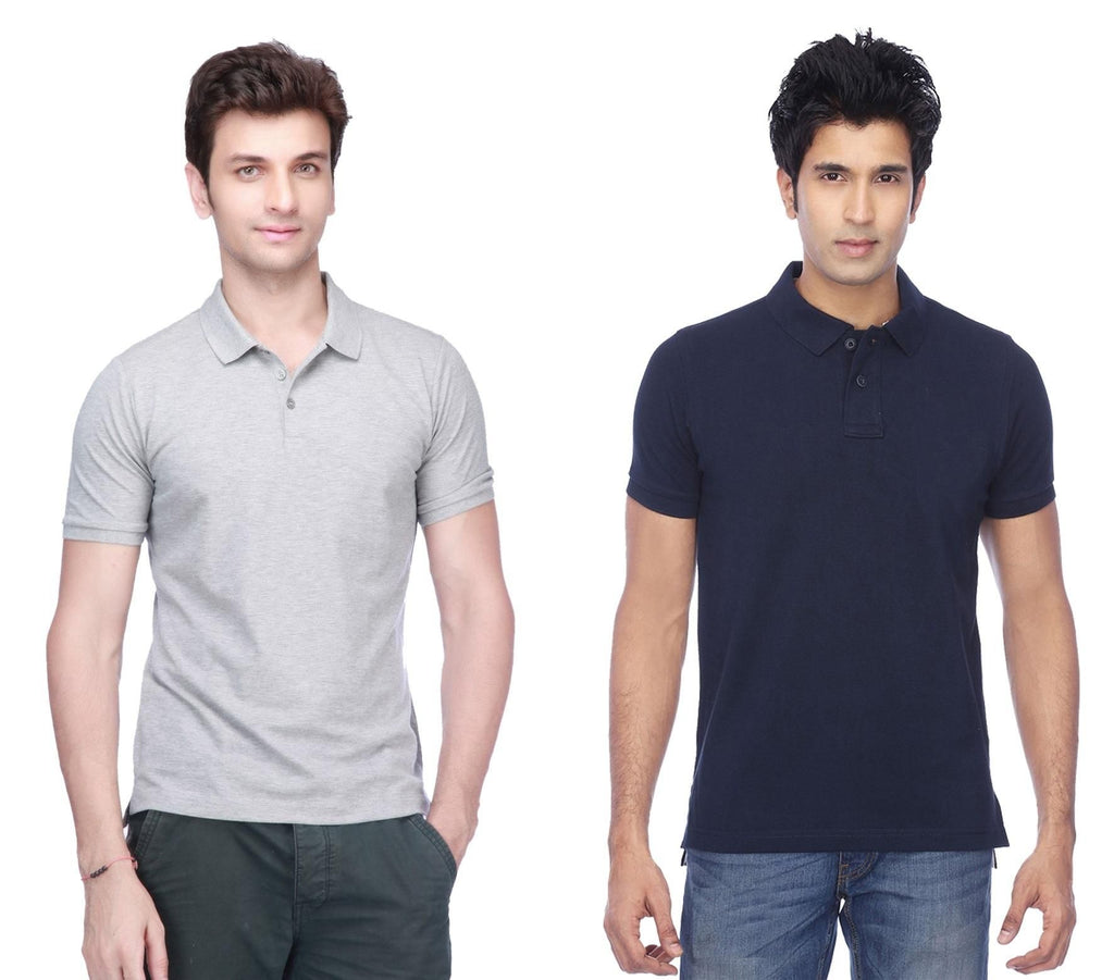 Poly Cotton Solid Half Sleeves Mens Polo T-shirt (Pack of 2)