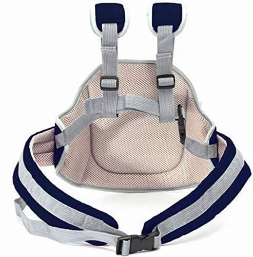 A baby walking assistant harness with adjustable straps, padding, and buckles.