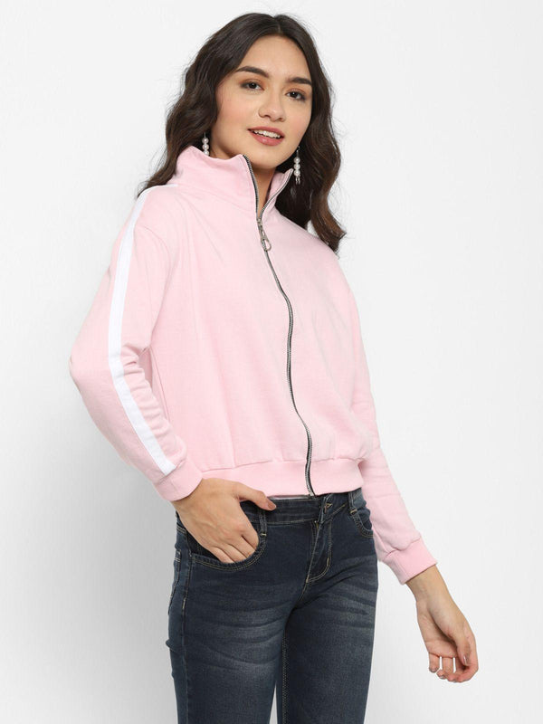 Popster Fleece Women's Sweatshirt - Side view highlighting the sweatshirt's length and sleeve details.