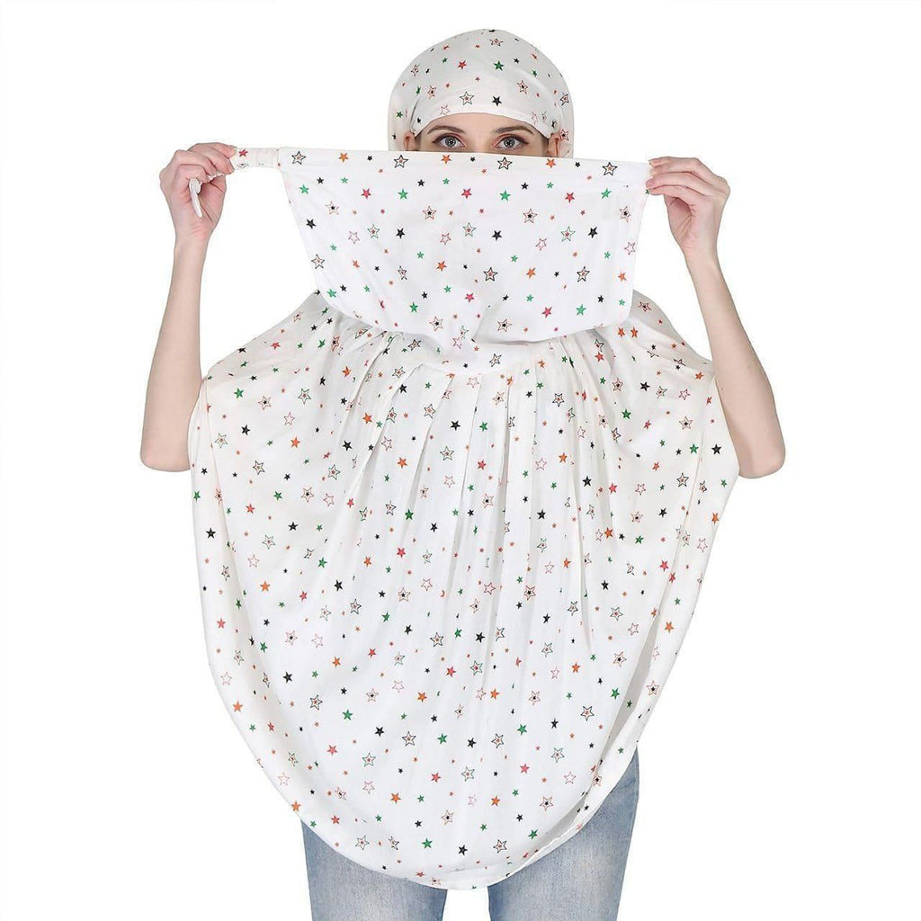 White Printed Cotton Long Scarf Mask for Vehicle Drivers, Casual Wear"