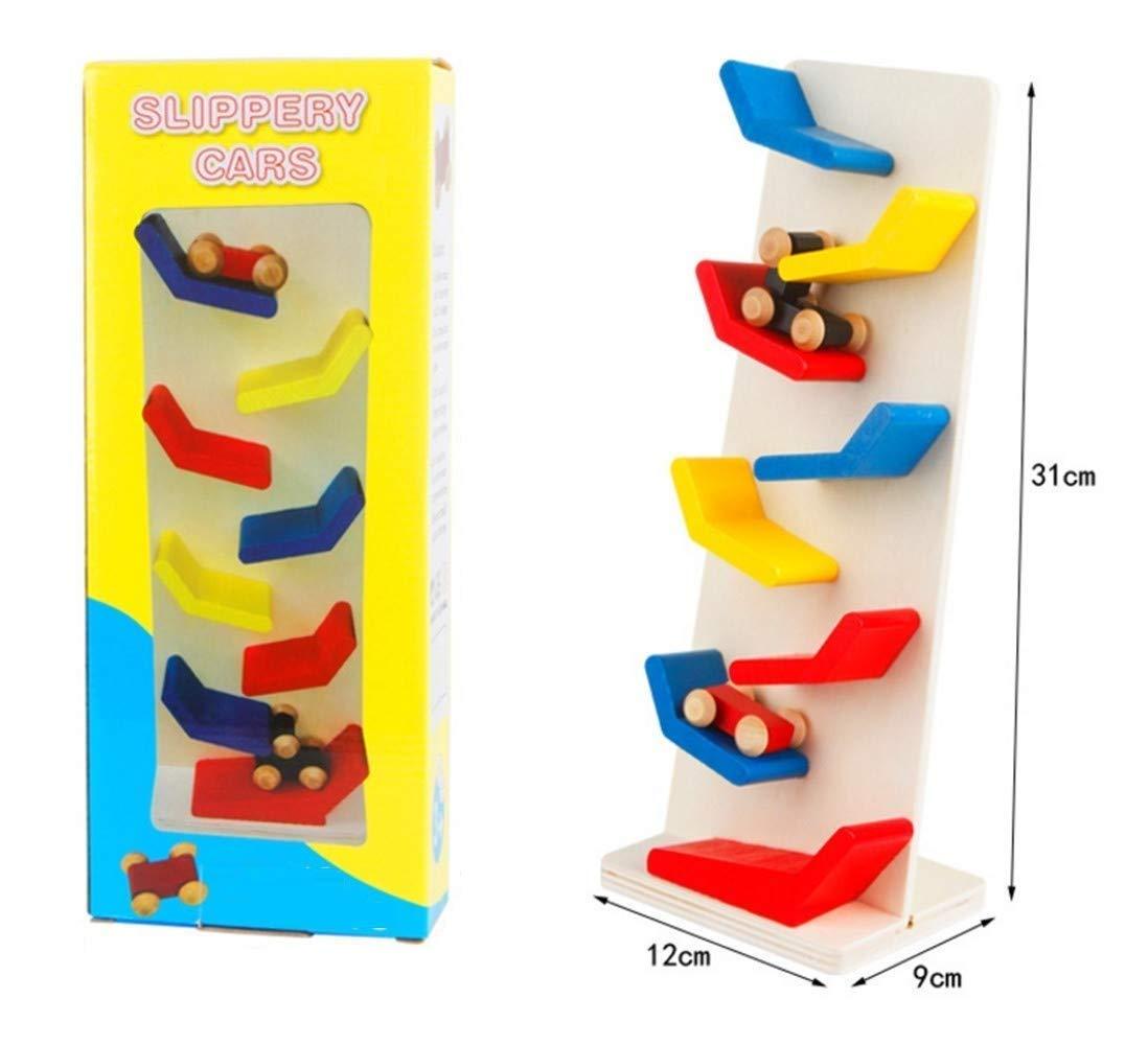 Wooden race track car ramp toy set for kids, colorful design with nice packaging.