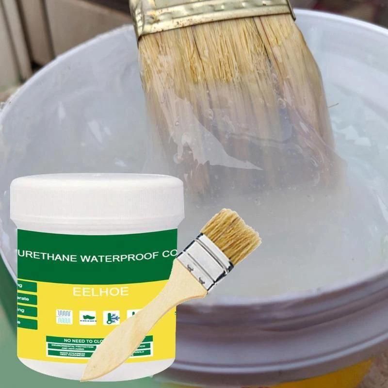 Transparent waterproof glue with brush applicator, 300 grams, for sealing cracks and leaks, eco-friendly and non-toxic.






