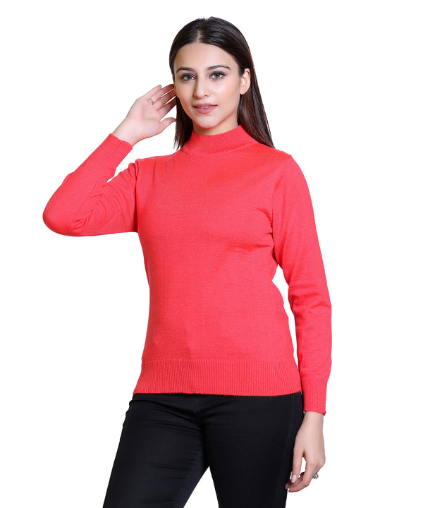 Front view of  Womens Solid Woolen Full Sleeves Sweater