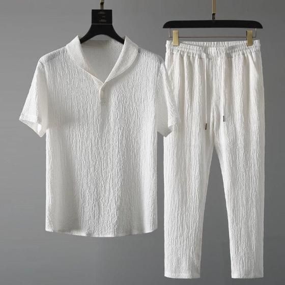 Men's Stylish Crinkled Co-Ord Set for Casual Wear - Clothovia