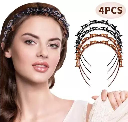 Pack of 4 twisting hair bands in assorted colors, made from durable and flexible plastic. These hair bands feature a unique twisting design for a secure hold, suitable for all hair types. Ideal for creating various hairstyles, from ponytails to braids, without damaging your hair. Perfect for everyday wear, workouts, and special occasions.