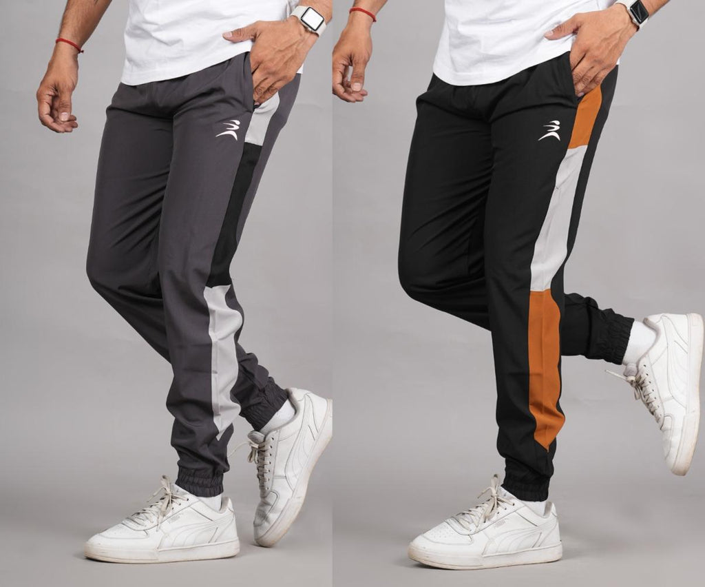 Mens Lycra Color Block Panel Jogger Combo