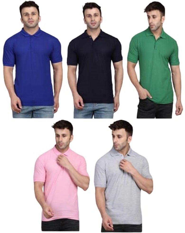 Mens Pack Of 5 Half Sleeves Polo Neck T-shirt Success