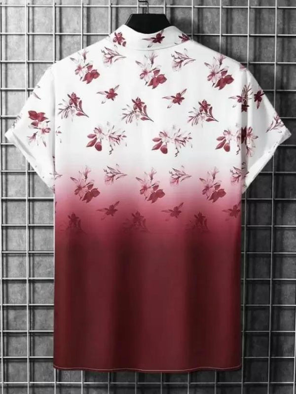 Men's casual printed Lycra blend shirt with half sleeves back side