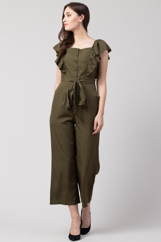 Verve Studio Polyester Solid Jumpsuit featuring a sleek, solid design, crafted from premium polyester for a comfortable and stylish fit, perfect for any occasion.