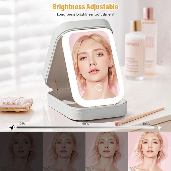 Elegant White Jewelry Box with LED Mirror - Clothovia