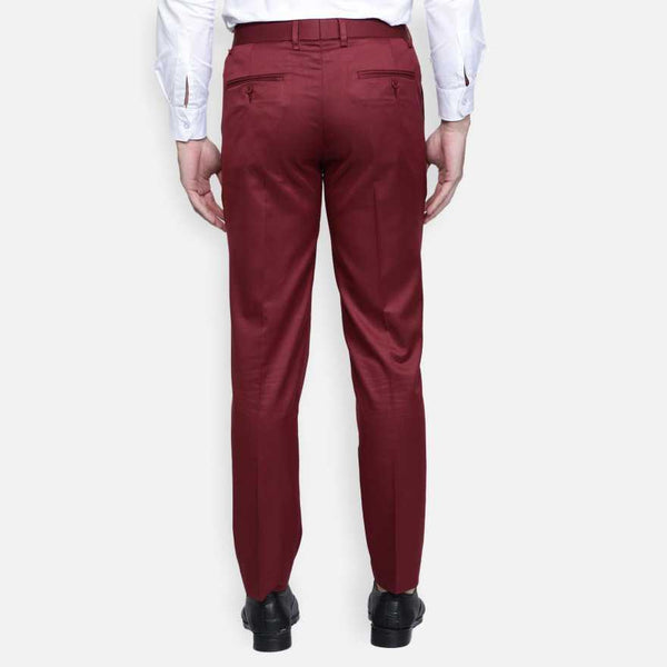 Stylish mens lycra blend regular fit formal trousers back