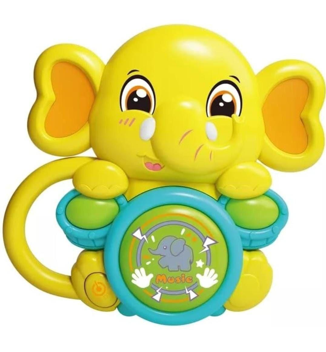 Kids' elephant drum toy with random design and musical features