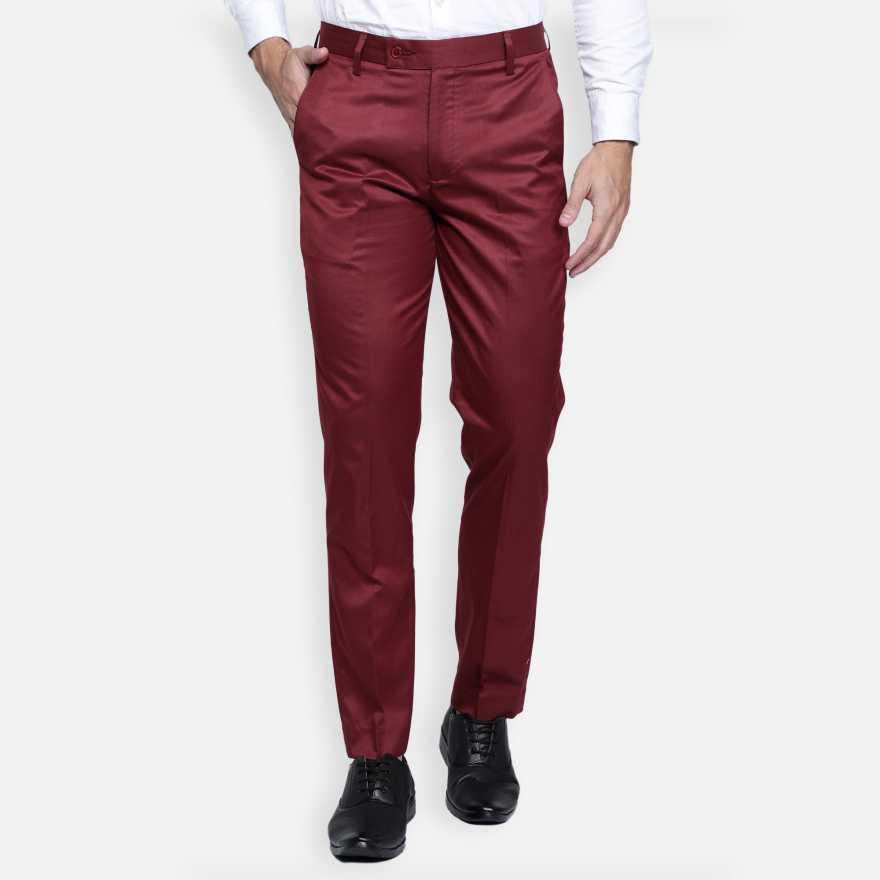 Stylish mens lycra blend regular fit formal trousers