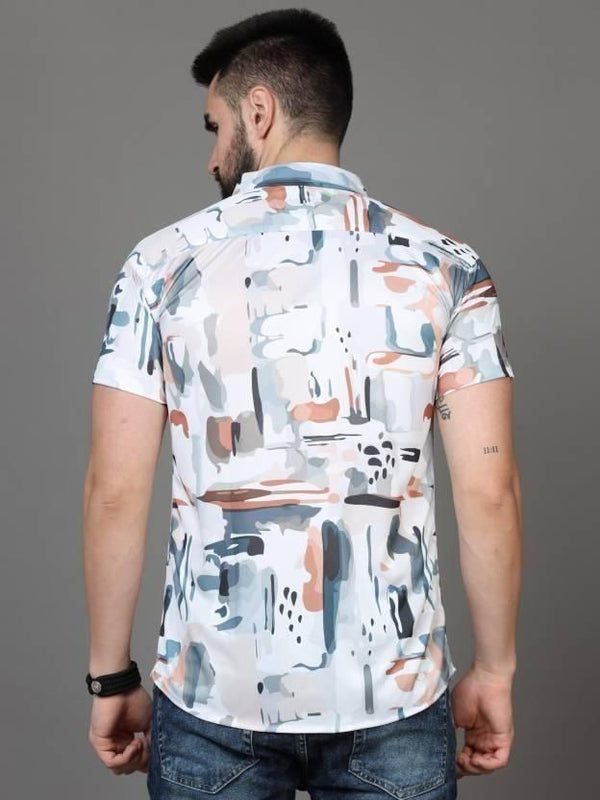 Men's Printed Rayon Half Sleeves Shirt back