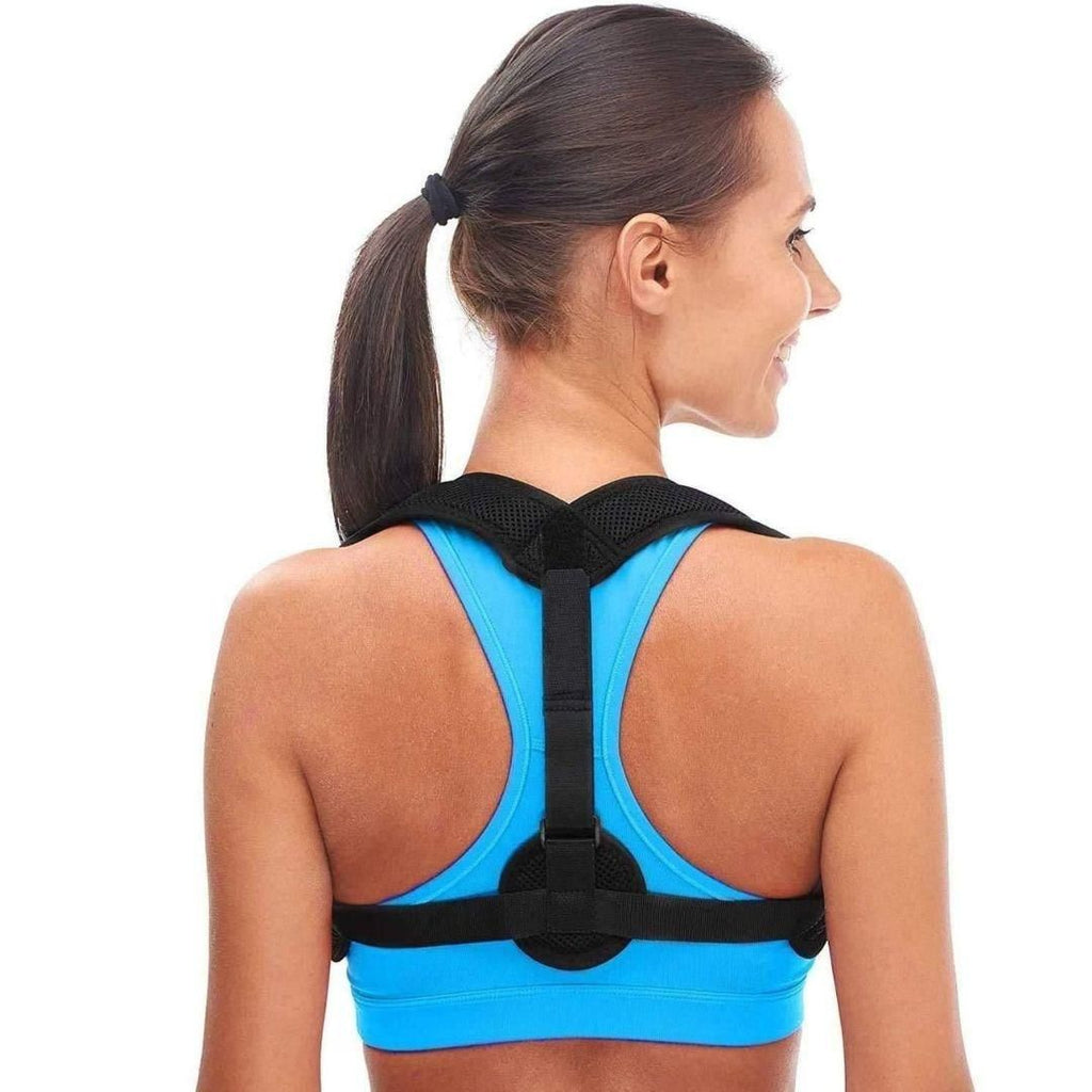 Black Adjustable Posture Corrector for Men and Women - Lightweight and Durable Design

