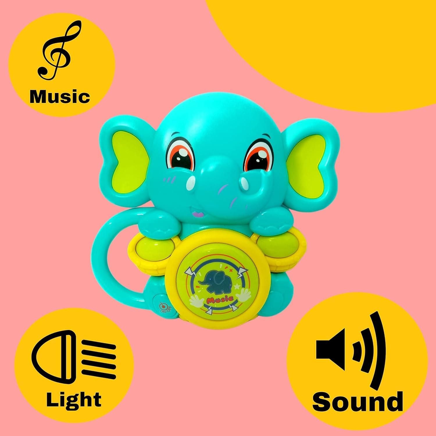 Elephant musical drum toy for kids with fun design and sound effects