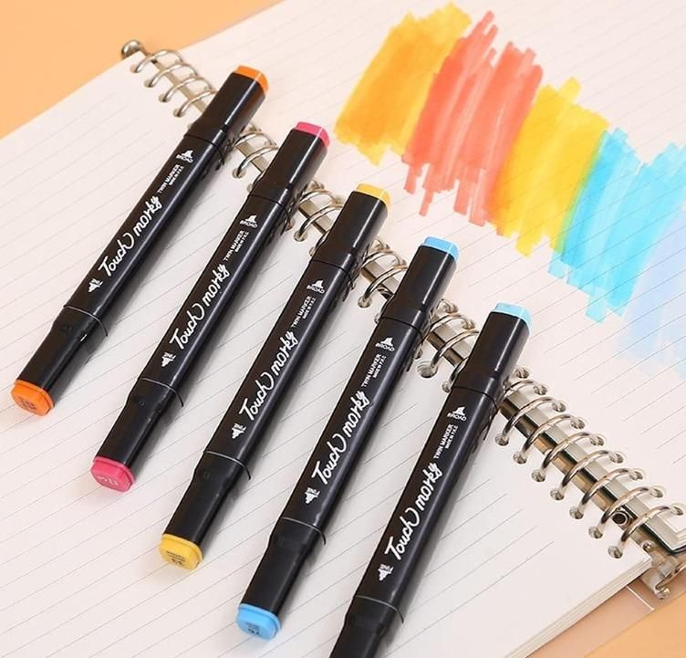 Twin Head Pen Set for Sketching with 24 Multicolor Options, Dual Tips Broad and Fine"