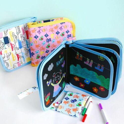 Erasable doodle slate painting kit for kids, featuring a drawing book with wet wipes and colors, designed for creative and mess-free play.