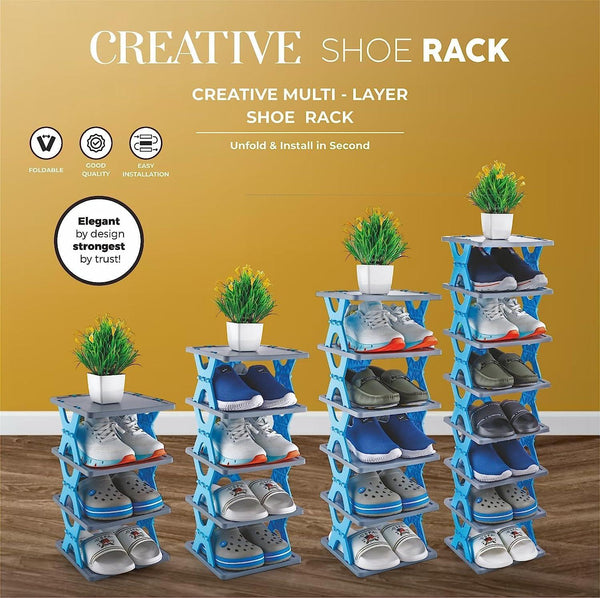 folded smart foldable shoes tier shoe rack 4 layer