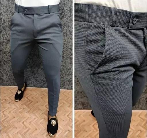 Popcorn Fabric Ankle Length Trouser For Mens