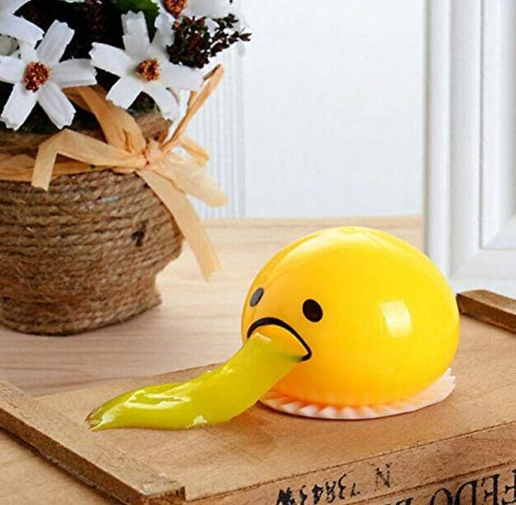 "Squishy vomitive egg yolk anti-stress reliever in assorted colors."
