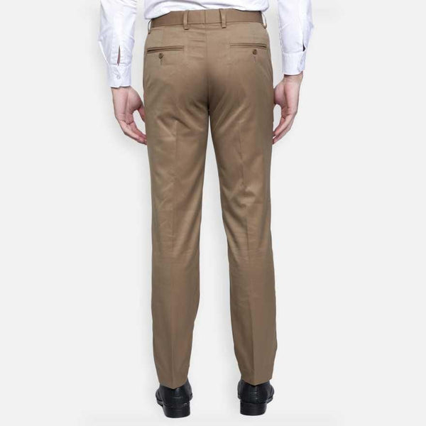 Comfortable lycra blend men's formal trousers with regular fit