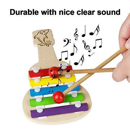 Guitar-shaped xylophone musical toy for kids made of wood with colorful design. good quality sound 