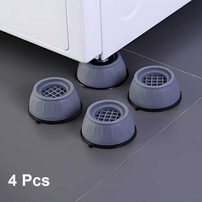 Grey anti-vibration pads for washing machines and home appliances, set of 4 shockproof feet for stability and noise reduction.