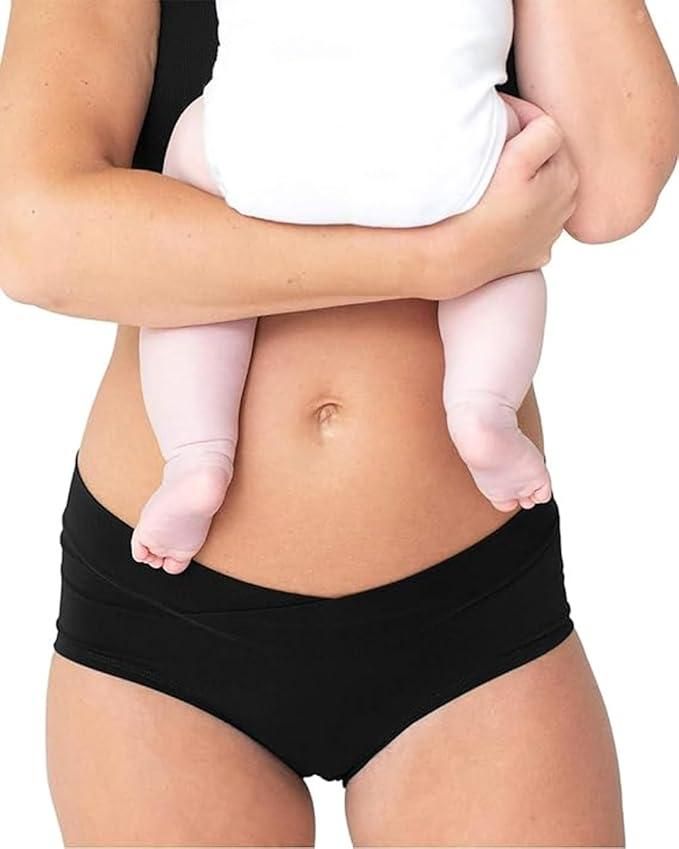 Womens Cotton Postpartum Maternity Underwear in random color, made from 95% cotton and 5% spandex, low-rise design."