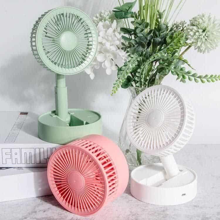 Adjustable height rechargeable standing fan with telescopic design, 4-speed settings, foldable for easy storage, perfect for indoor and outdoor use






