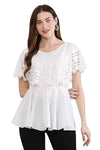 Elegant Women's White Crepe V-Neck Top - Clothovia