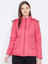Women's Pink Winter Parka for Cold Weather - Clothovia