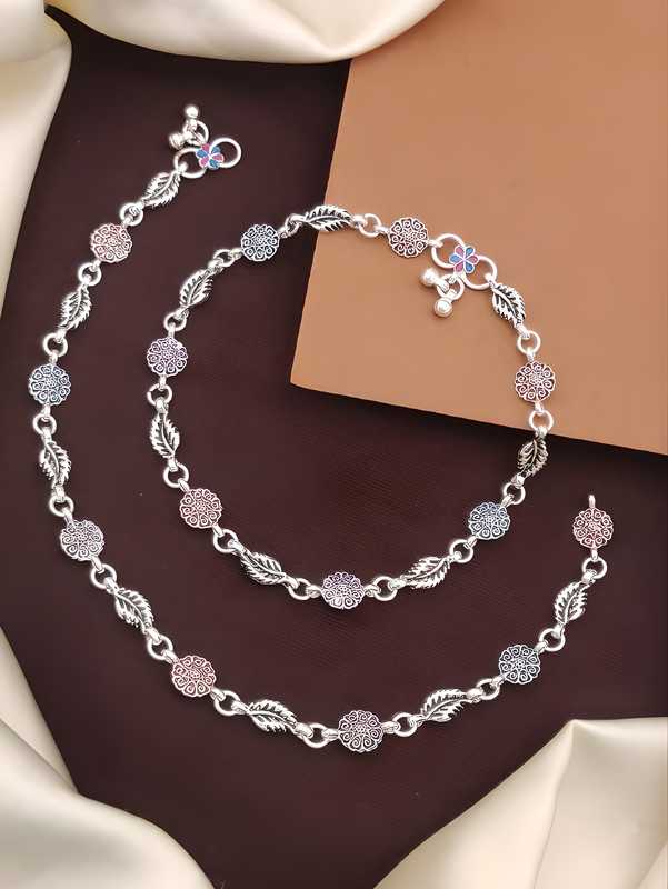 Womens Silver Plated Anklets featuring a delicate and stylish design with adjustable length from 9 to 11 inches. Crafted with high-quality silver plating and a secure lobster clasp, these lightweight and comfortable anklets add a touch of elegance to any outfit, perfect for both casual and formal occasions.