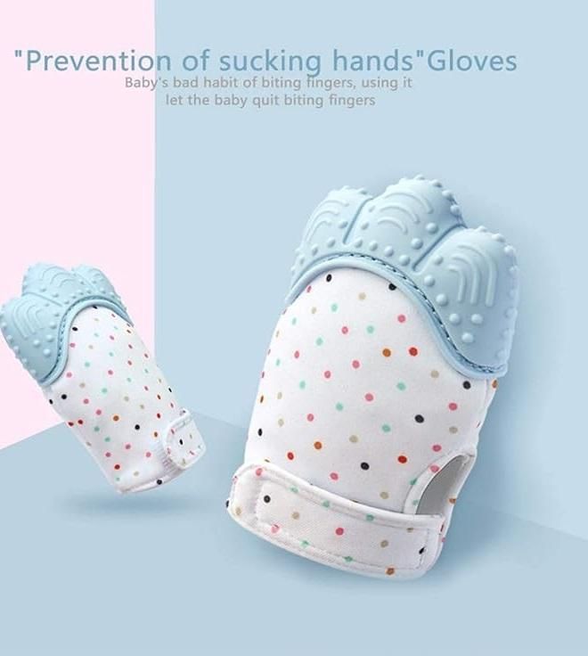 Self-Soothing Pain Relief Teething Glove for Babies, made from BPA-free, food-grade silicone, safe and comfortable, ideal for teething relief."