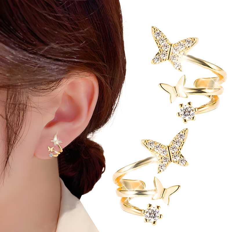 Brass Cubic Zirconia Butterfly Minimalist Stud Earring featuring a delicate butterfly design adorned with sparkling cubic zirconia stones. Available in gold or silver, these lightweight earrings measure 1cm x 1cm, providing a chic and elegant accessory perfect for daily wear or special occasions.