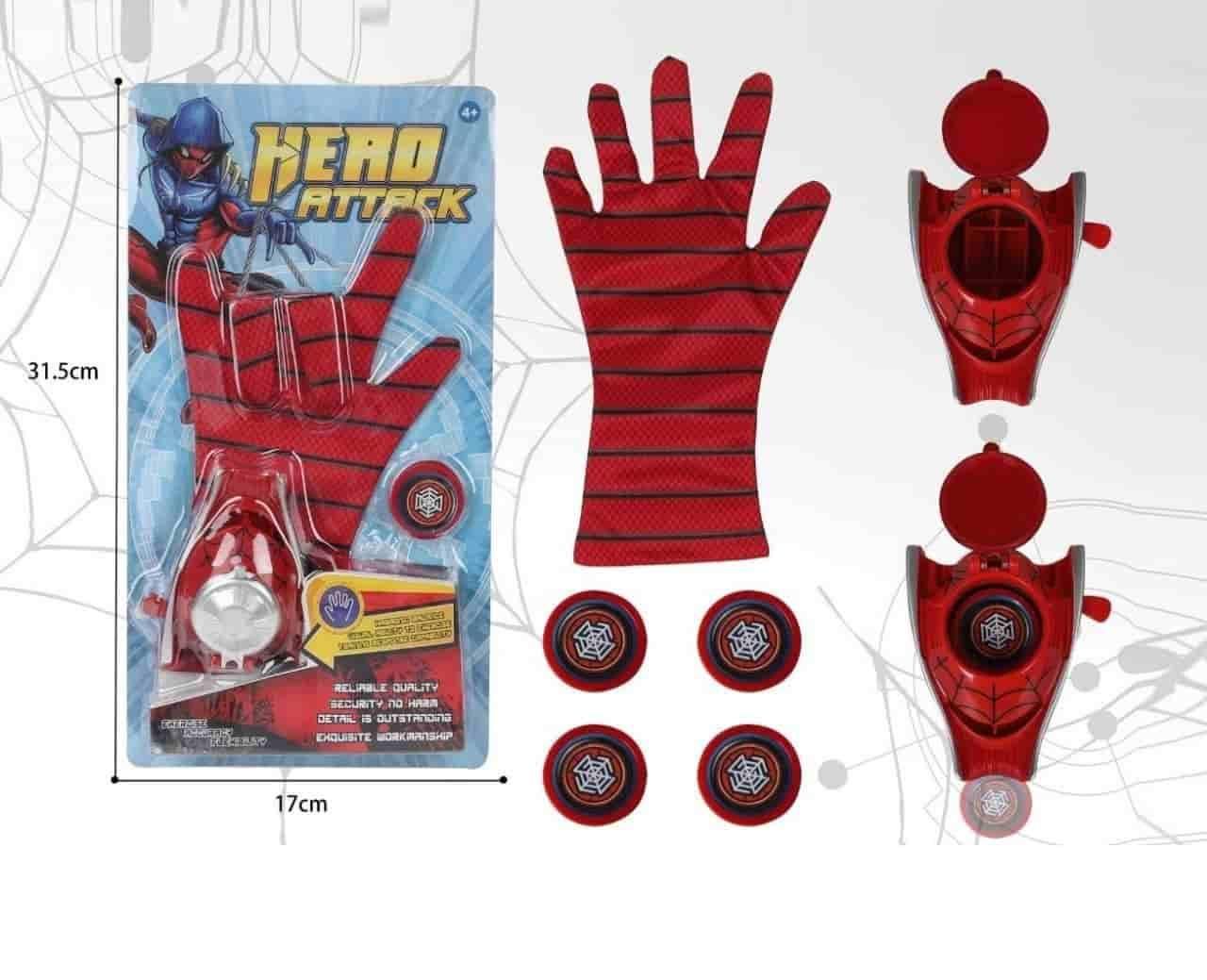 Spiderman launcher toy with gloves for kids, superhero play