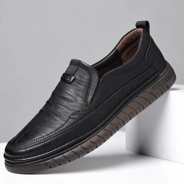 Black lace-up casual shoes for men with PVC sole