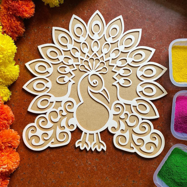 Reusable Wooden Base and Rangoli Template Mat