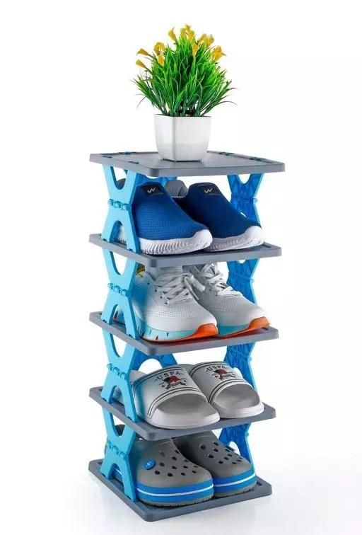 side view of smart foldable shoes tier shoe rack 4 layer