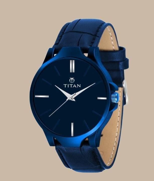 Men's Blue Analog Leather Watch with Ethnic Round Dial and Alloy Case by Dhanashree Watches"