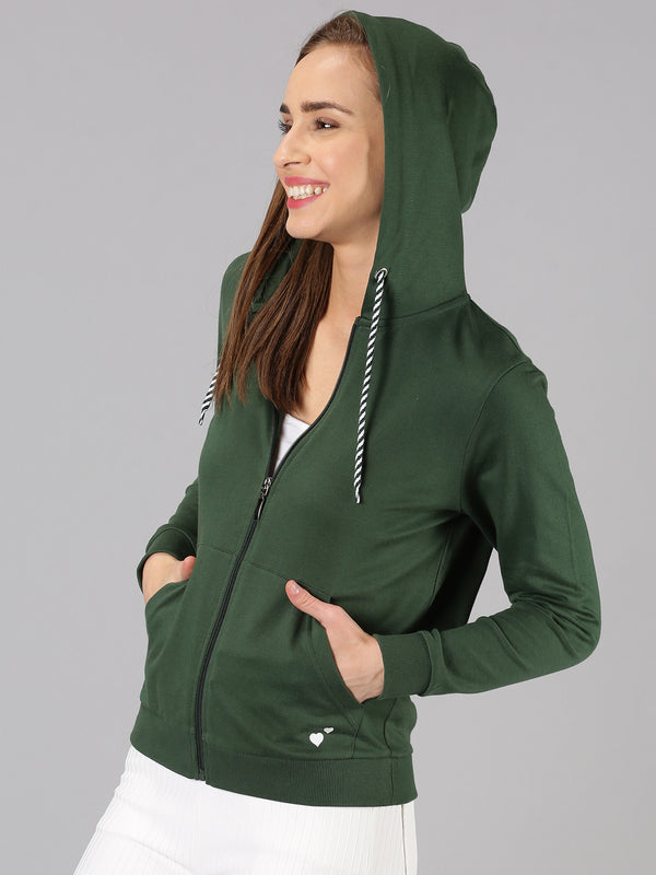 UrGear Womens Solid Front Open Hooded Neck Hoodies Sweatshirt