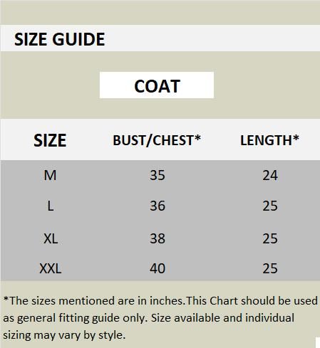 Womens Check Pattern Woolen Winter Coat size chart